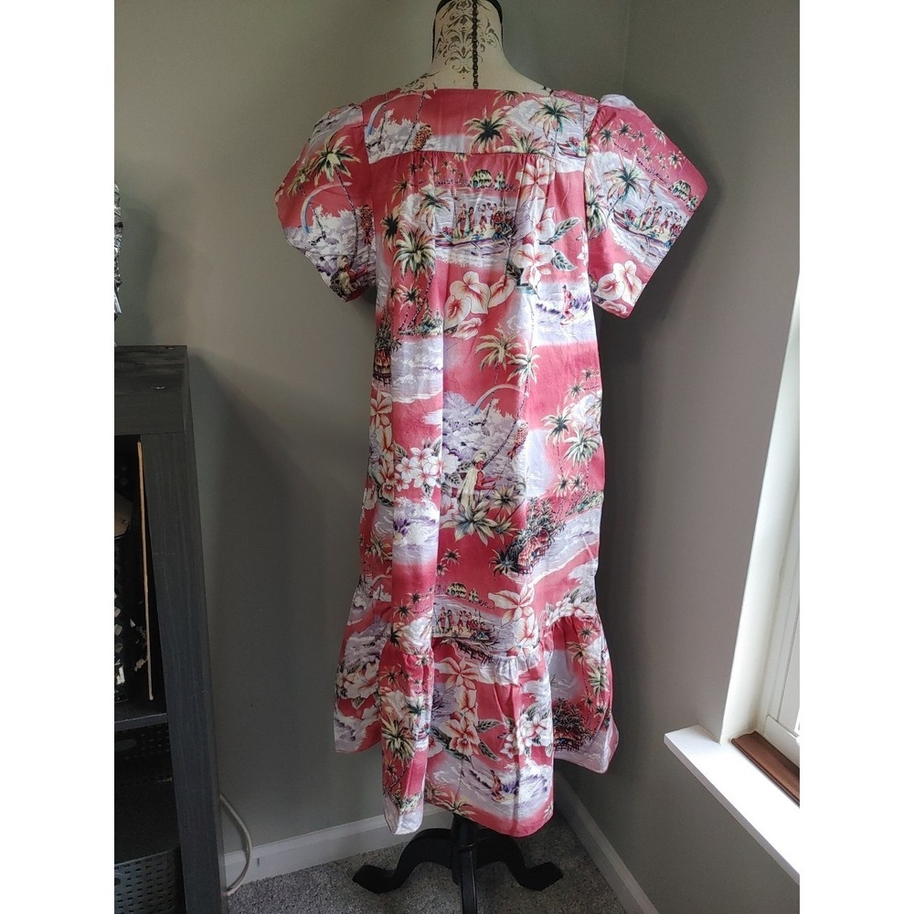 Rare Vtg Jade Fashion Authentic Hawaii Island Tropical Sunset Muumuu Resort Sz L - Picture 4 of 8